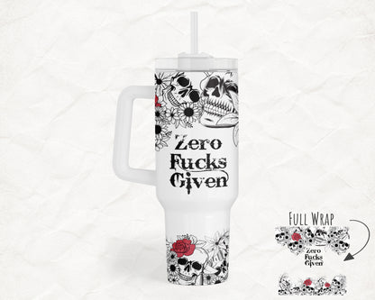 Zero Fucks Given 40oz Everyday Insulated Tumbler with Straw – Durable, Spill-Resistant Travel Cup