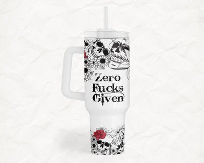 Zero Fucks Given 40oz Everyday Insulated Tumbler with Straw – Durable, Spill-Resistant Travel Cup