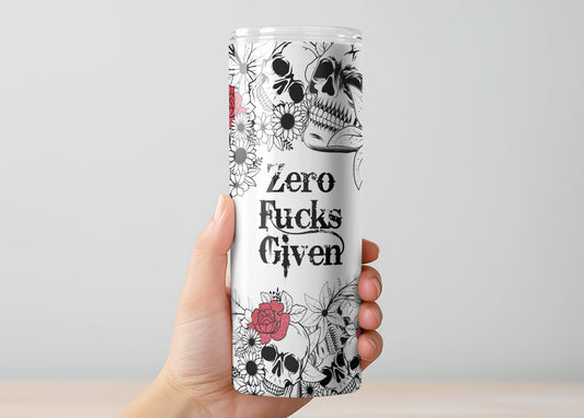 Zero Fucks Given Tumbler, Insulated Tumbler with Lid & Metal Straw – 15oz, 20oz, 30oz – Hot and Cold Travel Mug