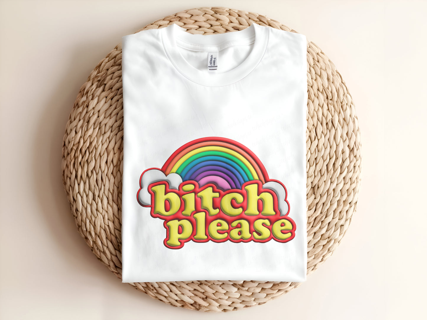Adult graphic t-shirt featuring “Bitch Please” 3D look design, bold unisex tee for casual streetwear.