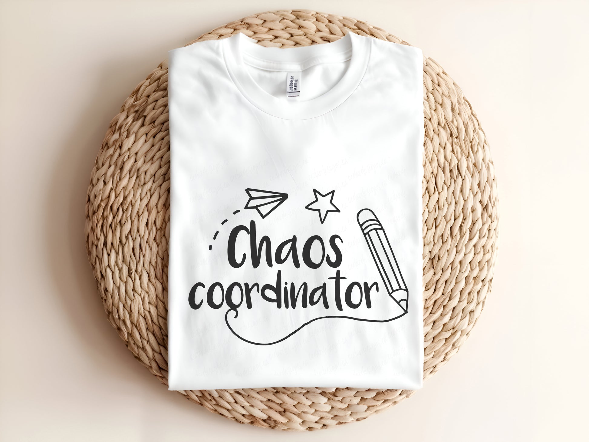 Adult graphic t-shirt featuring “Chaos Coordinator” slogan, funny unisex tee for busy moms.