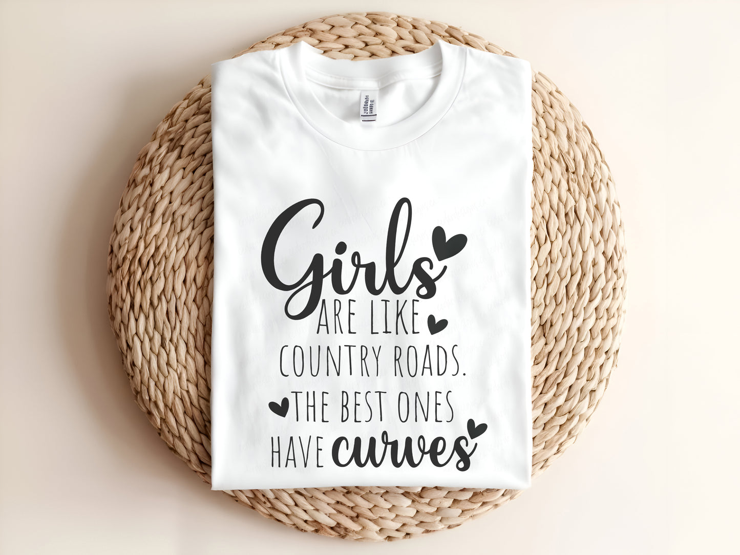Girls ARE LIKE COUNTRY ROADS THE BEST ONES HAVE curves Adult Graphic Tee