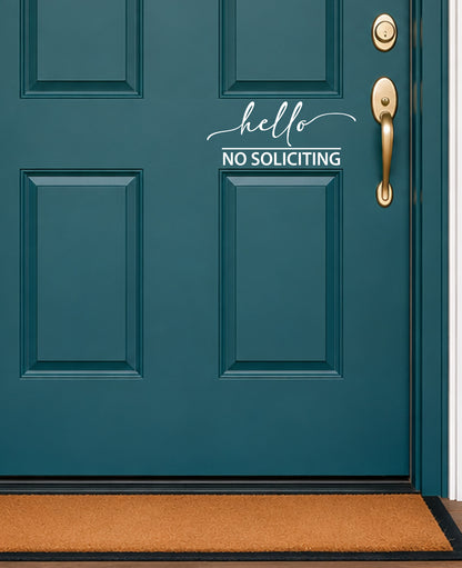hello NO SOLICITING Vinyl Decal