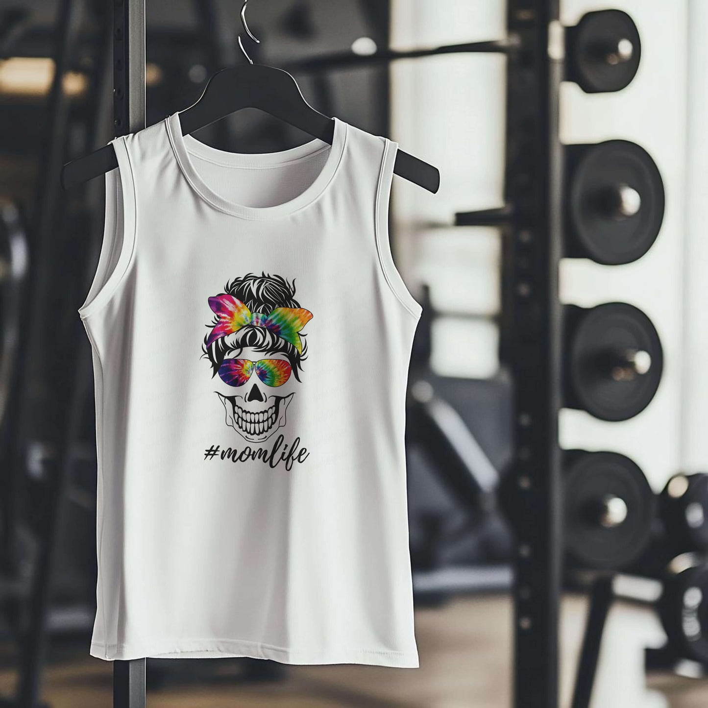 Messy Bun Tie Dye #momlife Premium Adult Tank – Lightweight & Versatile